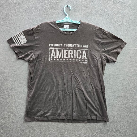 Grunt Style Men Shirt LARGE Gray America Flag Logo Graphic Print Short Sleeve - Picture 1 of 9
